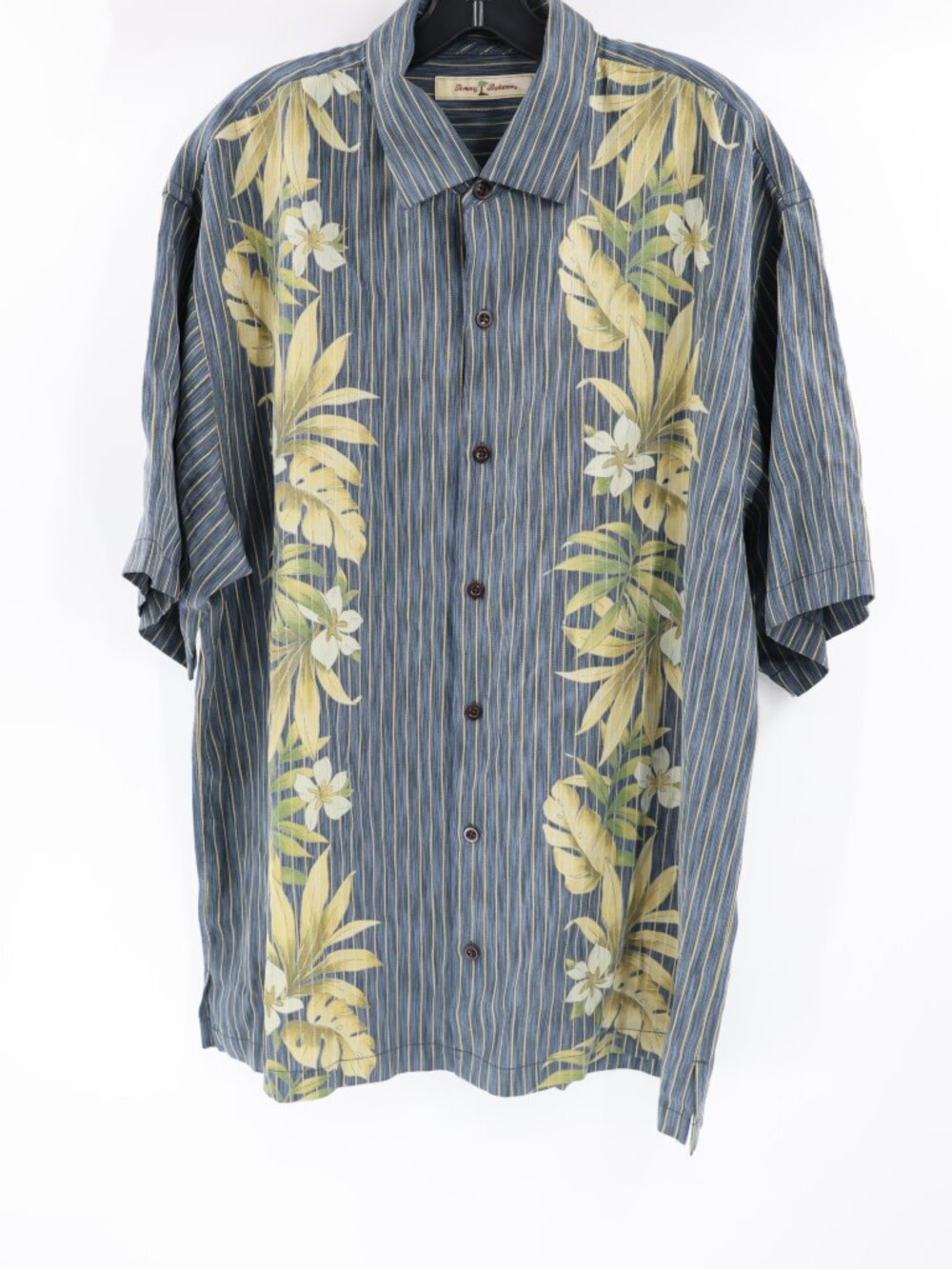 Tommy Bahama Hawaiian Shirt Mens XL Tencel floral stried Print camp aloha casual